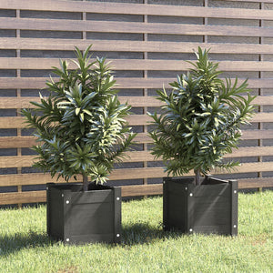 Pflanzkübel 2er Set Grau 31x31cm Kiefernholz