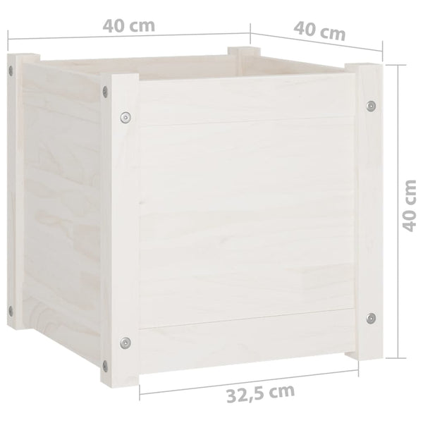vidaXL Jardinière Blanc 40x40x40 cm Pin massif