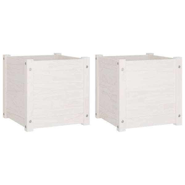 Pflanzkübel 2er Set Weiß 40x40 cm Kiefernholz
