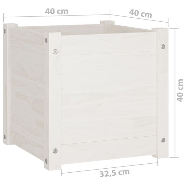 Pflanzkübel 2er Set Weiß 40x40 cm Kiefernholz