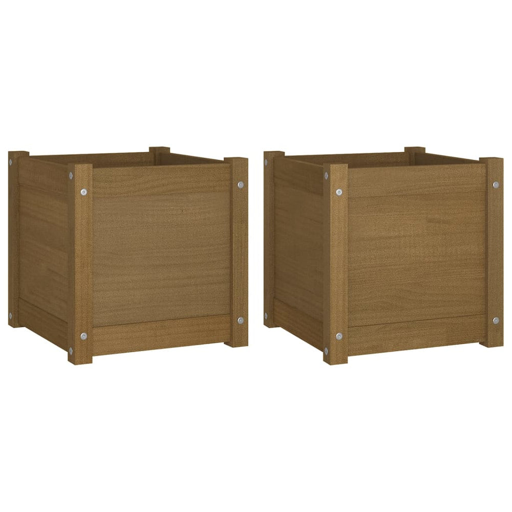 Pflanzkübel 2er Set Honigbraun 40x40cm Kiefer