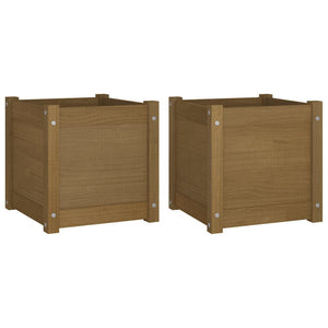Pflanzkübel 2er Set Honigbraun 40x40cm Kiefer