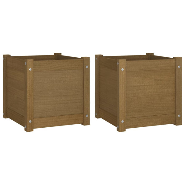 Pflanzkübel 2er Set Honigbraun 40x40cm Kiefer