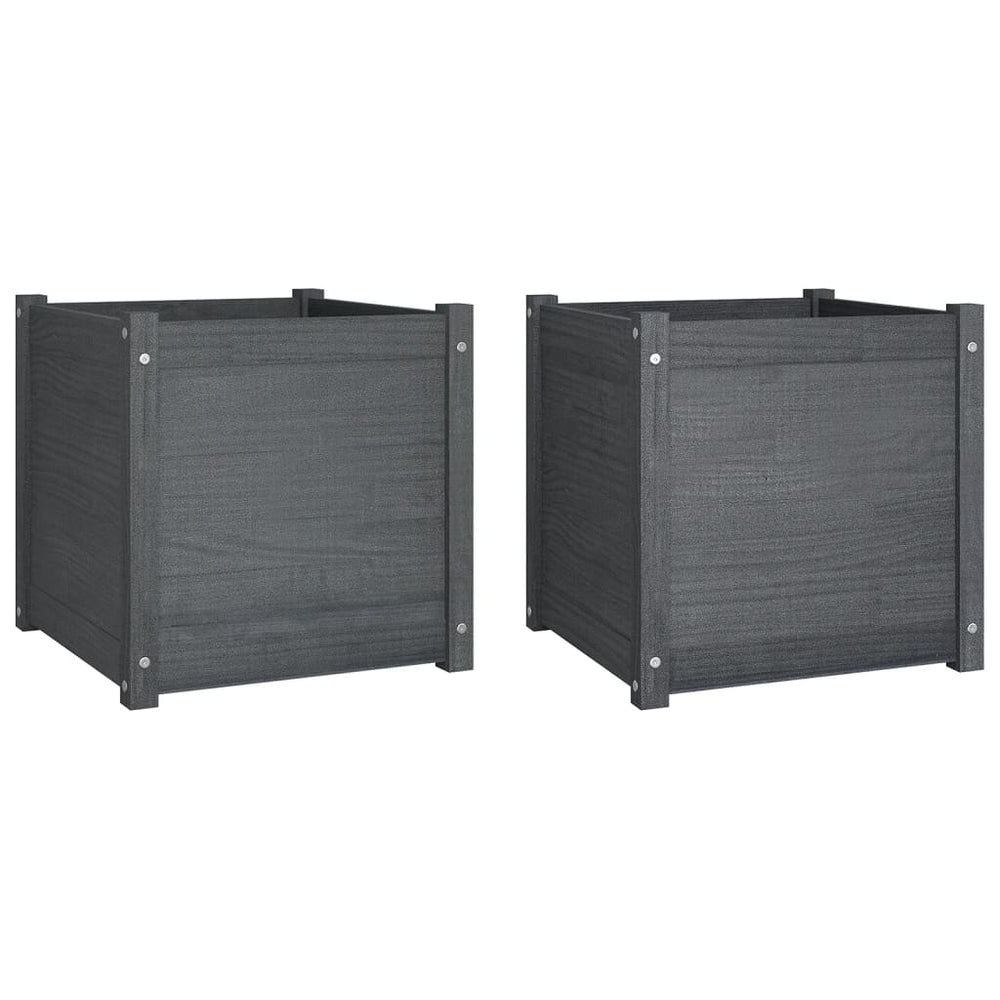 Pflanzkübel Set Grau 50x50x50cm Kiefer Massivholz