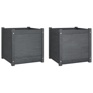 Pflanzkübel Set Grau 50x50x50cm Kiefer Massivholz