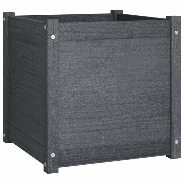 Pflanzkübel Set Grau 50x50x50cm Kiefer Massivholz