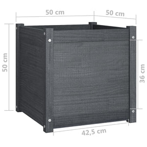 Pflanzkübel Set Grau 50x50x50cm Kiefer Massivholz