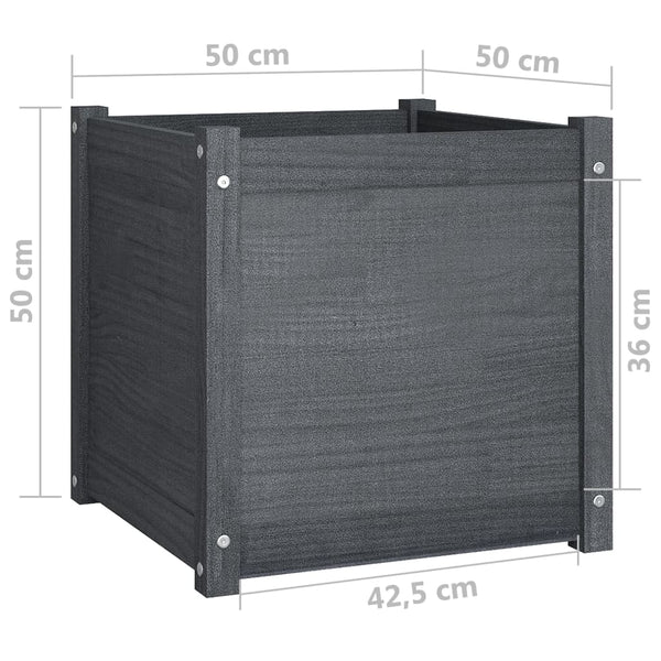 Pflanzkübel Set Grau 50x50x50cm Kiefer Massivholz
