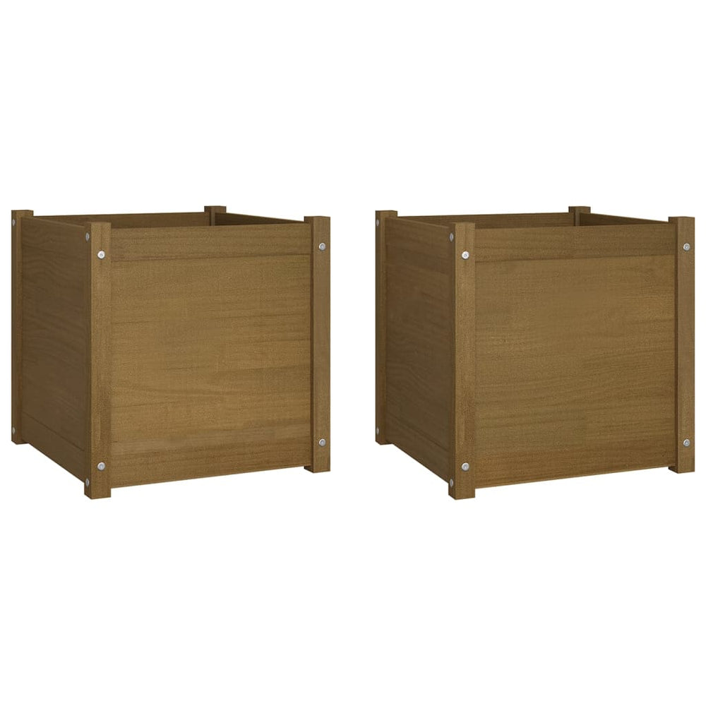 Pflanzkübel 2er Set Honigbraun 50x50x50cm