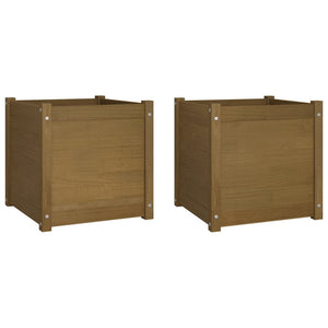 Pflanzkübel 2er Set Honigbraun 50x50x50cm