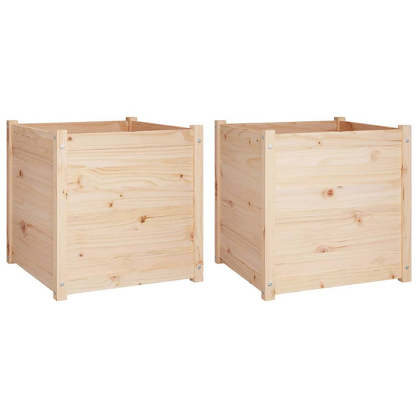 Pflanzkübel 60x60x60cm, 2er Set, Kiefer Massivholz