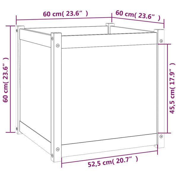 Pflanzkübel 60x60x60cm, 2er Set, Kiefer Massivholz