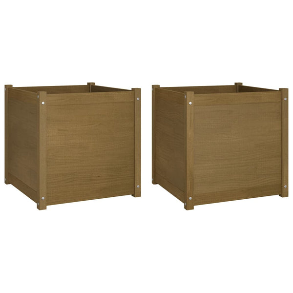 Pflanzkübel 2er Set Honigbraun 60x60x60cm