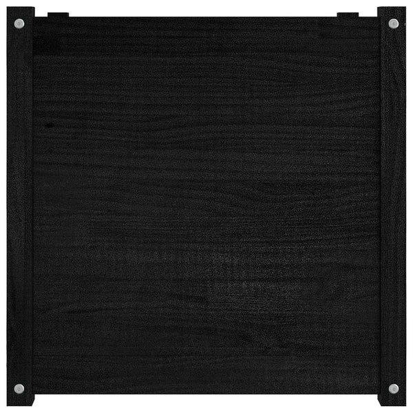 Schwarzer Pflanzkübel 60x60x60cm Kiefer Massivholz