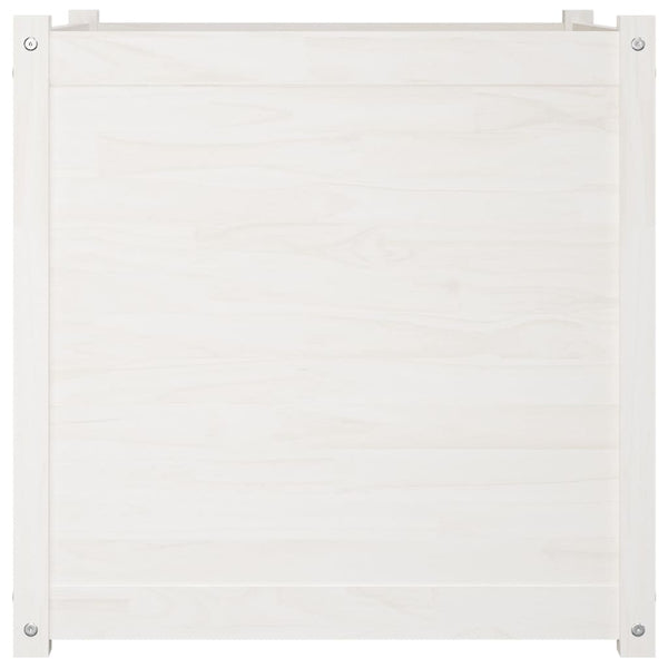 Weißer Pflanzkübel 70x70x70cm Kiefer Massivholz