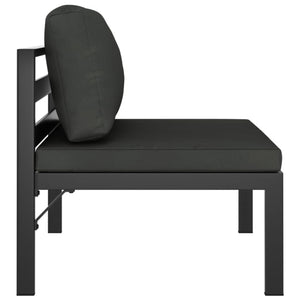 3-tlg. Garten-Sofagarnitur mit Kissen Aluminium Anthrazit