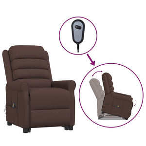 Massagesessel mit Aufstehhilfe Braun Kunstleder