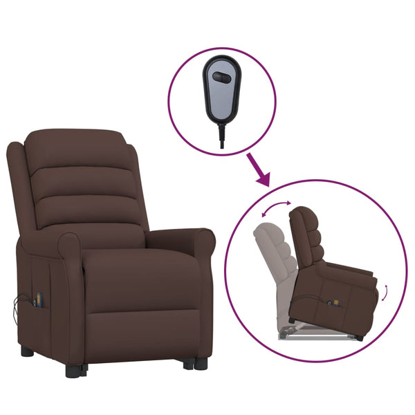 Massagesessel mit Aufstehhilfe Braun Kunstleder