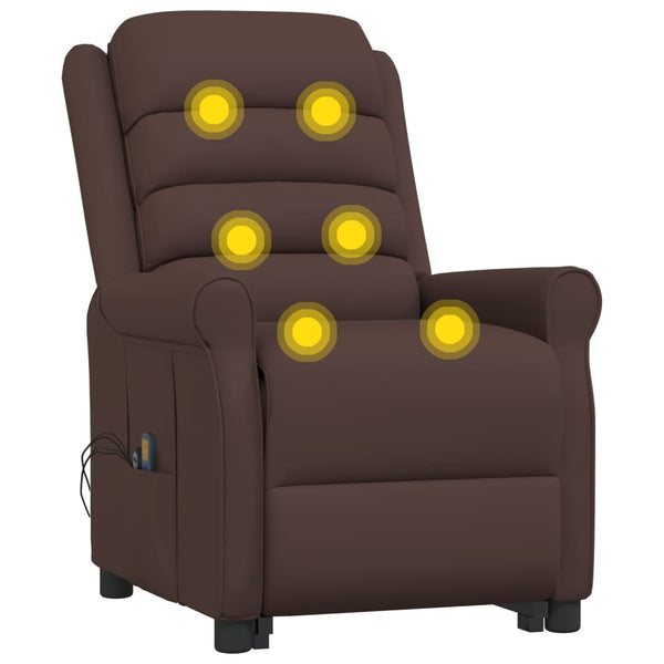 Massagesessel mit Aufstehhilfe Braun Kunstleder