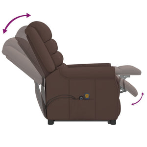 Massagesessel mit Aufstehhilfe Braun Kunstleder