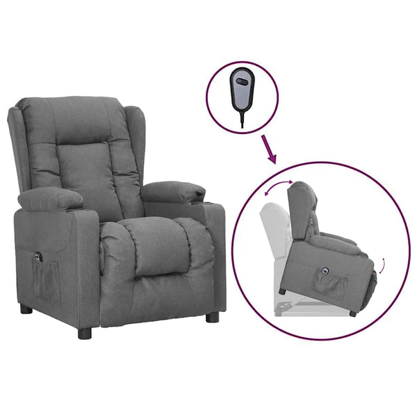 vidaXL Fauteuil releveur gris clair tissu