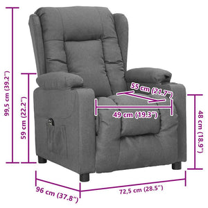 vidaXL Fauteuil releveur gris clair tissu