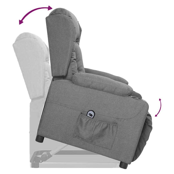 vidaXL Fauteuil releveur gris clair tissu
