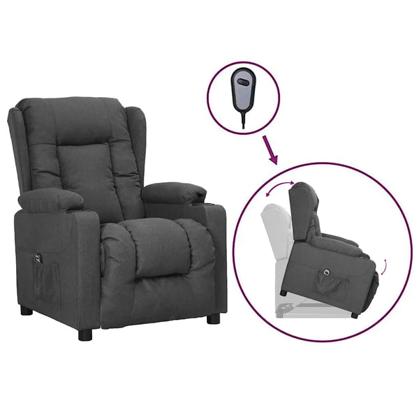 vidaXL Recliner Dark Grey Fabric