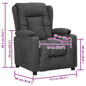 vidaXL Recliner Dark Grey Fabric