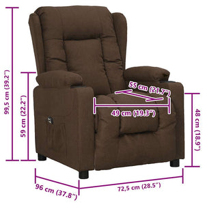 vidaXL Fauteuil releveur marron en tissu