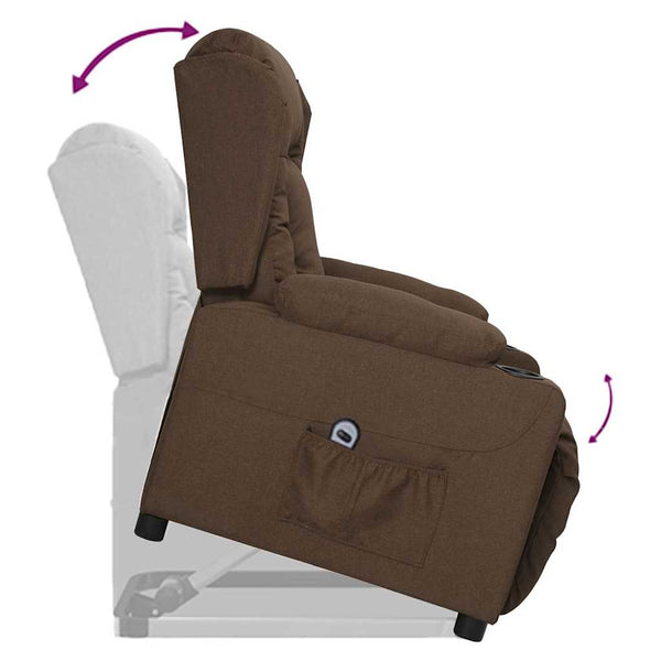 vidaXL Fauteuil releveur marron en tissu