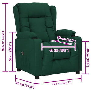 vidaXL Fauteuil releveur en tissu vert foncé