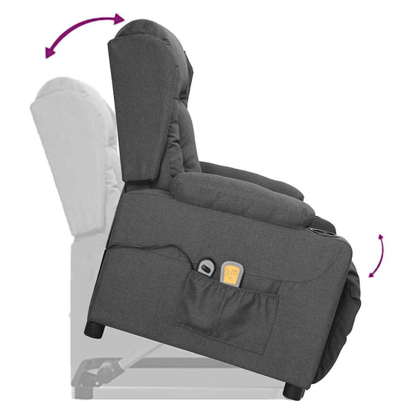 Massagesessel mit Aufstehhilfe Dunkelgrau Stoff