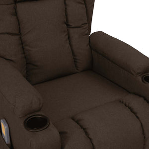 Massagesessel mit Aufstehhilfe Dunkelbraun Stoff