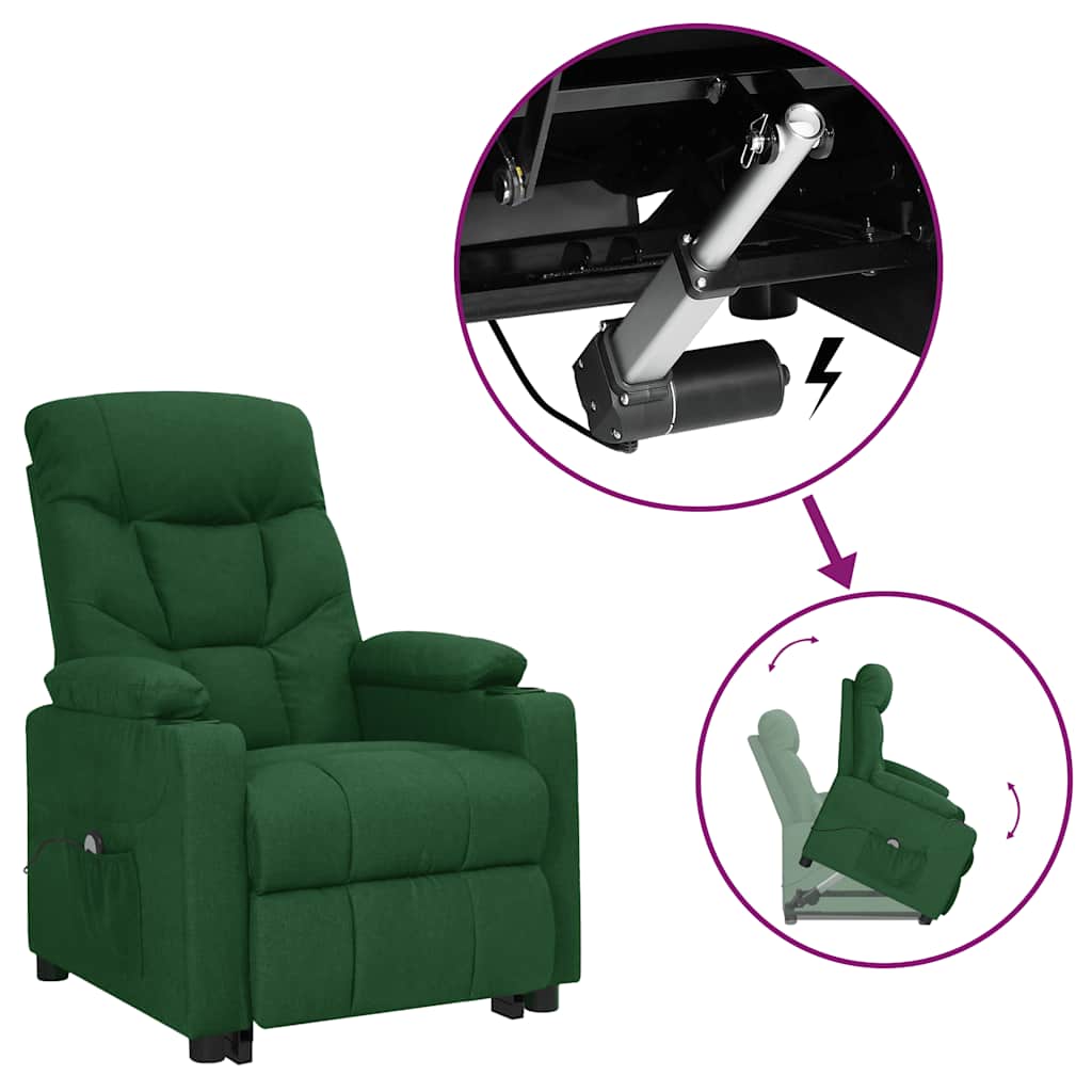 vidaXL Fauteuil releveur en tissu vert foncé