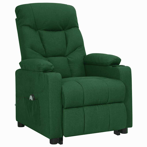 vidaXL Fauteuil releveur en tissu vert foncé