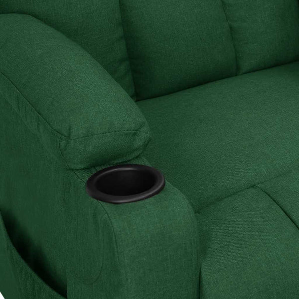 vidaXL Fauteuil releveur en tissu vert foncé
