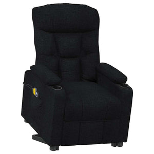Massagesessel mit Aufstehhilfe Schwarz Stoff