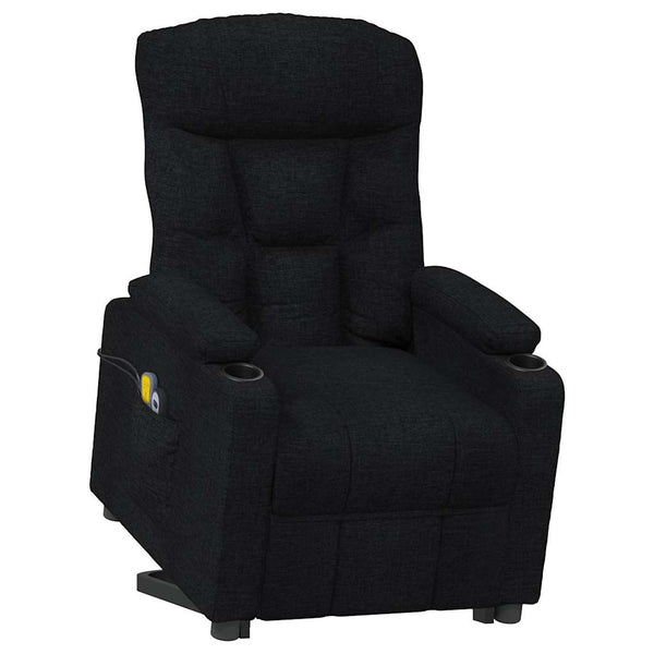 Massagesessel mit Aufstehhilfe Schwarz Stoff