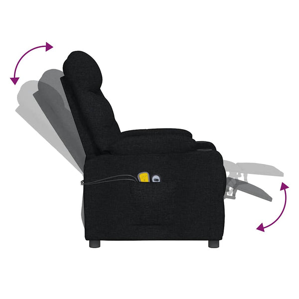 Massagesessel mit Aufstehhilfe Schwarz Stoff