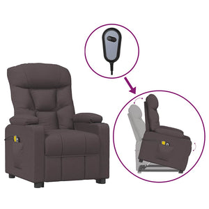 Massagesessel mit Aufstehhilfe Dunkelbraun Stoff