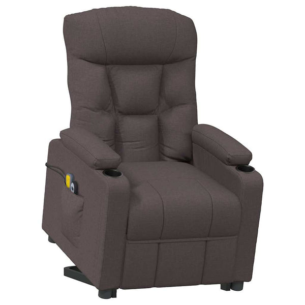 Massagesessel mit Aufstehhilfe Dunkelbraun Stoff