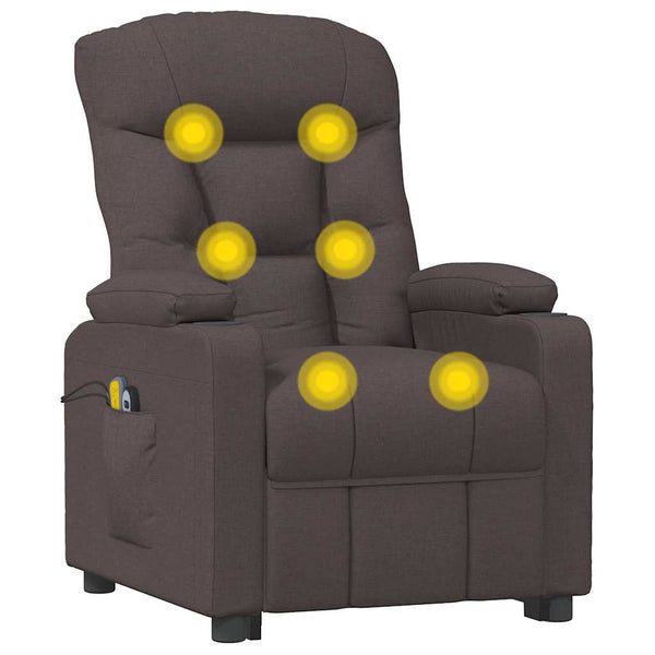 Massagesessel mit Aufstehhilfe Dunkelbraun Stoff