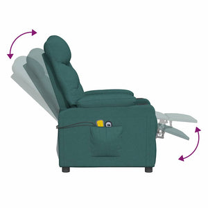 Massagesessel mit Aufstehhilfe Dunkelgrün Stoff