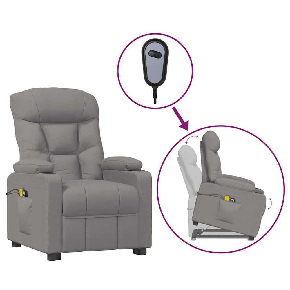 Massagesessel mit Aufstehhilfe Taupe Stoff