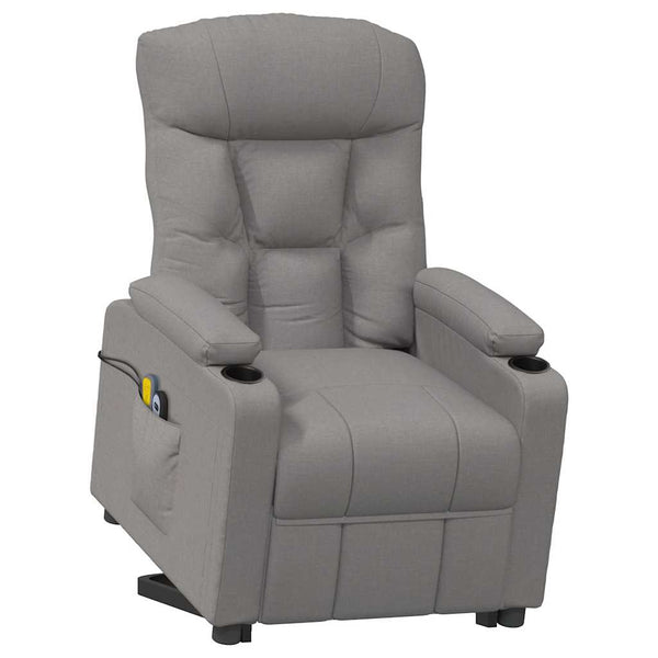 Massagesessel mit Aufstehhilfe Taupe Stoff