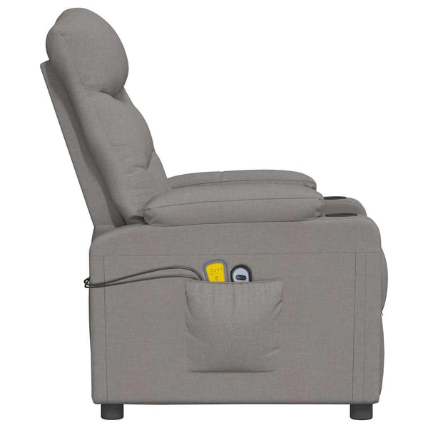 Massagesessel mit Aufstehhilfe Taupe Stoff