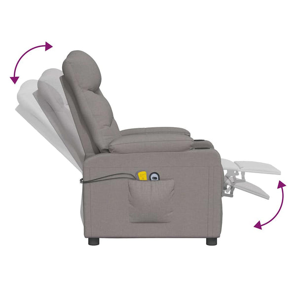 Massagesessel mit Aufstehhilfe Taupe Stoff