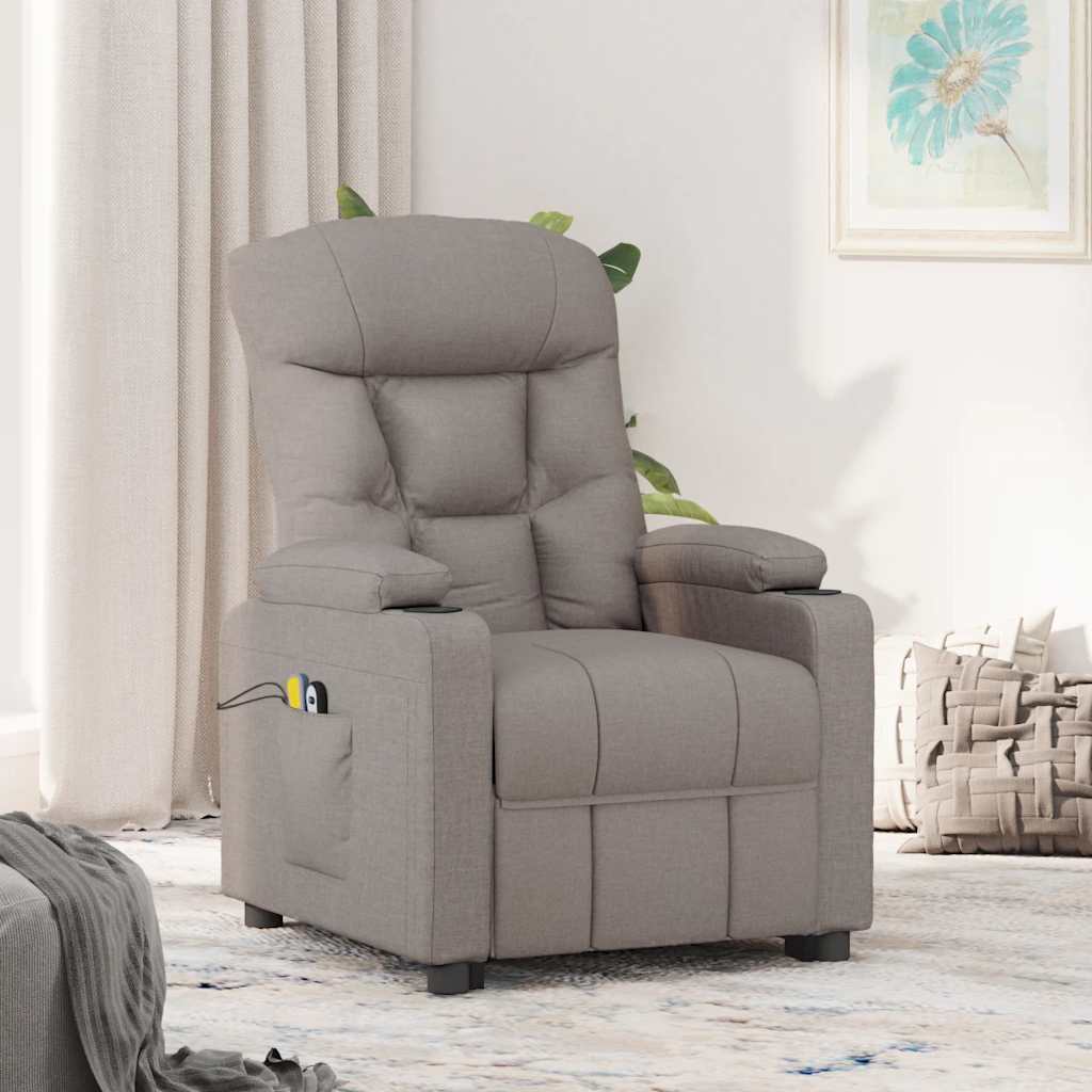 Massagesessel mit Aufstehhilfe Taupe Stoff