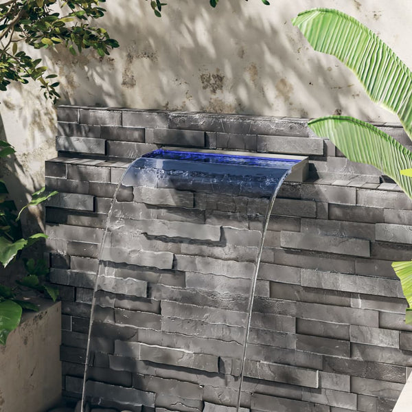 Wasserfall-Element mit RGB LEDs Edelstahl 60 cm